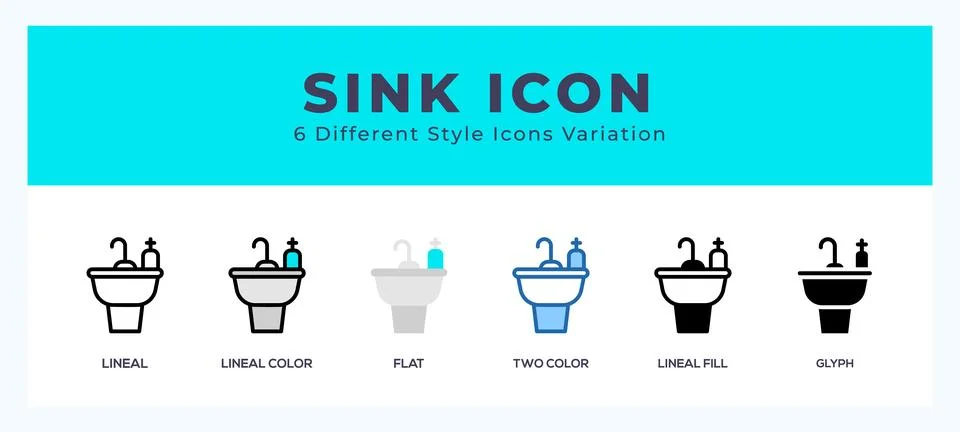 Sink icon symbol. isolated. vector illustration with different styles Illustrazione stock