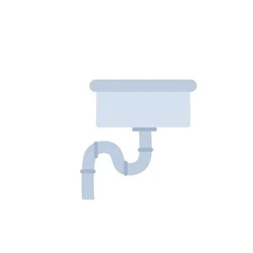Sink. Kitchen and bath element. Sewage system.Iron washbasin Stock Illustration