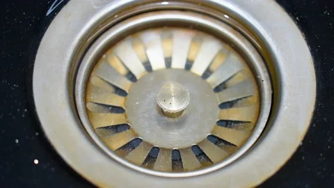 Sink in the kitchen. Concept: saving runing water Stock Footage 235677775