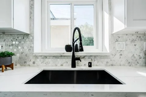 Sink in kitchen. Stock Photos