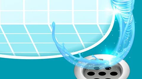 Sink Or Bath Plug Hole And Water Splash Vector Stock Illustration