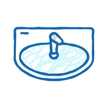 Sink top view icon doodle illustration Illustrazione stock