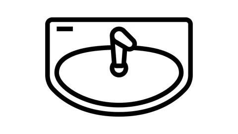 Sink top view line icon animation Stock Footage 326135836