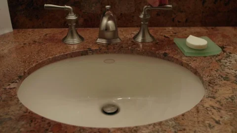 Sink Turning On In Slow Motion Stock Footage 86203008