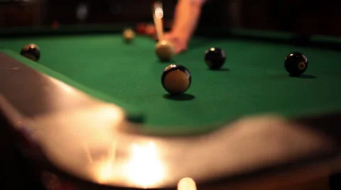 Sinking Ball on Pool Table Stockbeeldmateriaal 42429146