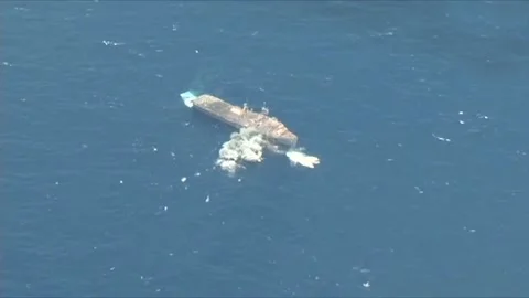 Sinking Exercise during RIMPAC. Hits by Missiles and Torpedoes 001 Video stock 166441284