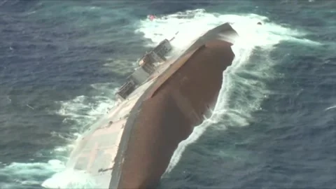 Sinking Exercise during RIMPAC. Hits by Missiles and Torpedoes 005 Stock Footage 166441436