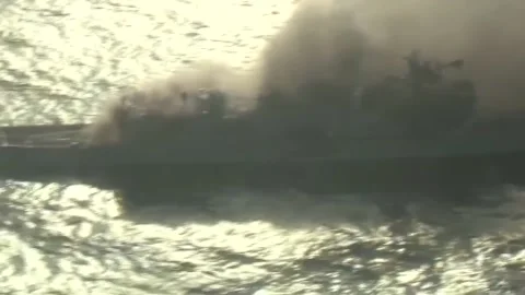 Sinking Exercise during RIMPAC. Hits by Missiles and Torpedoes 009 Video stock 166441582