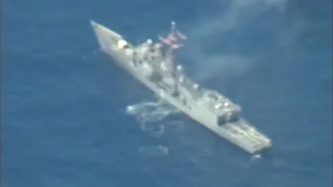 Sinking Exercise during RIMPAC. Hits by Missiles and Torpedoes 013 Stock Footage 166441708