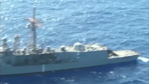 Sinking Exercise during RIMPAC. Hits by Missiles and Torpedoes 021 Stock Footage 166441929