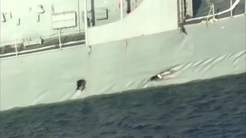 Sinking Exercise during RIMPAC. Hits by Missiles and Torpedoes 025 Stock Footage 166442092