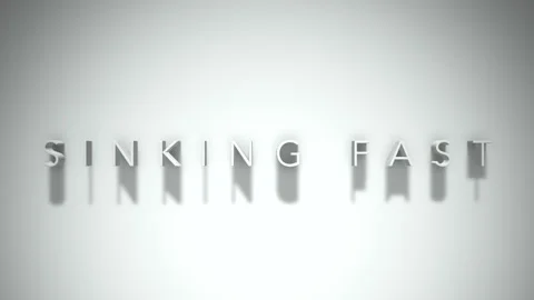 Sinking fast  3D title animation white text on a white background Stock Footage 299636778