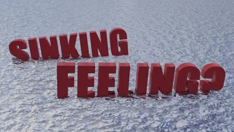 Sinking Feeling. Ocean drowing message. Stock Illustration