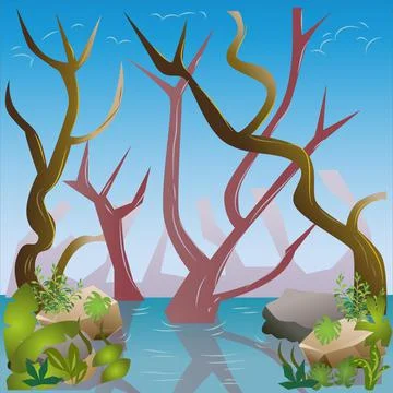 Sinking Forest Game Background Vector Illustration Stock Illustration