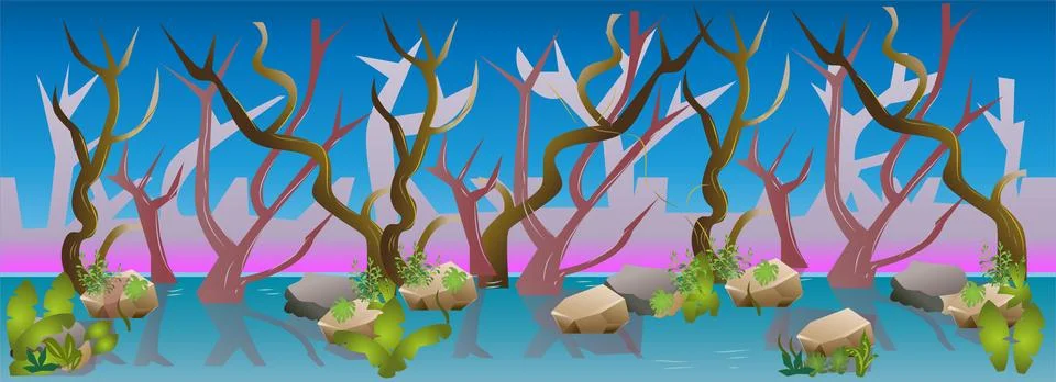Sinking Forest Game Background Vector Illustration Stock Illustration