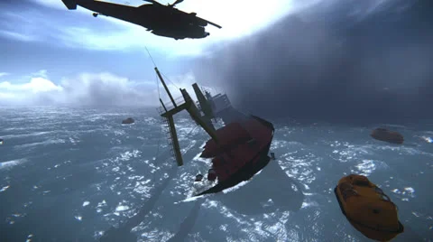 Sinking of an oil tanker Stock Footage 25344420