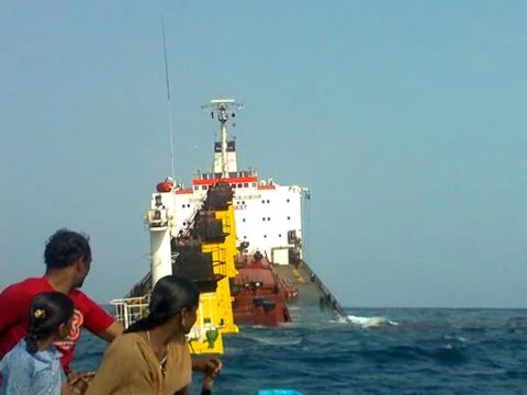 The sinking of a Panama Ship Stock Photos