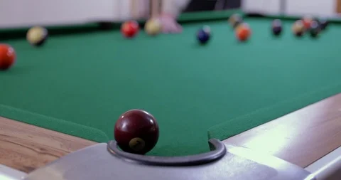 Sinking a Pool Ball Stock Footage 92511468