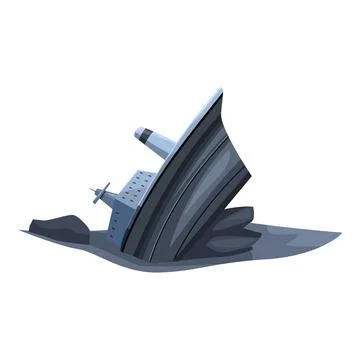 Sinking ship capsizing in ocean depicting maritime disaster Stock Illustration
