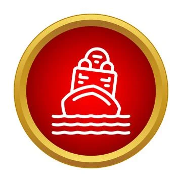 Sinking ship disaster icon on red button Illustrazione stock