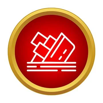 Sinking ship disaster icon representing corporate failure Illustrazione stock