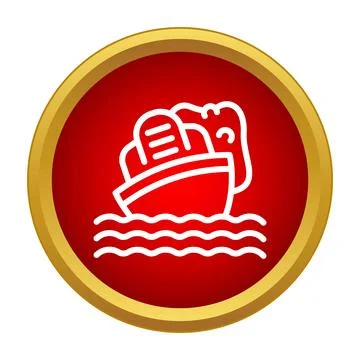 Sinking ship encountering catastrophe icon showing disaster Stock Illustration