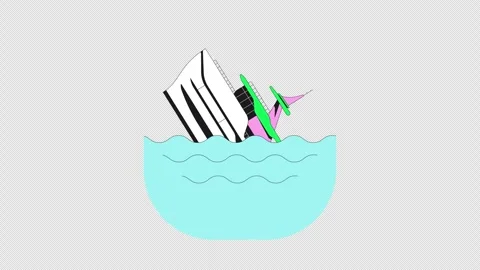 Sinking ship flash message error animation Stock Footage 332271784