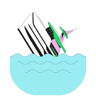 Sinking ship flash message error illustration Stock Illustration