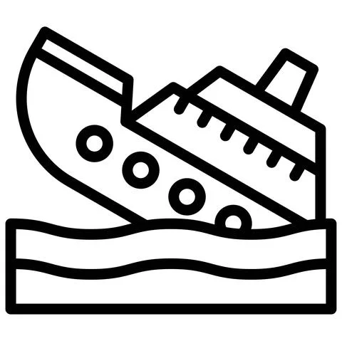 Sinking Ship icon, Bankruptcy related vector Stockillustratie