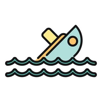 Sinking ship icon representing maritime disaster and failure Illustrazione stock