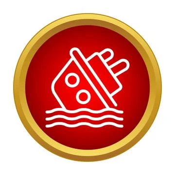 Sinking ship icon representing maritime accident or disaster Stock Illustration