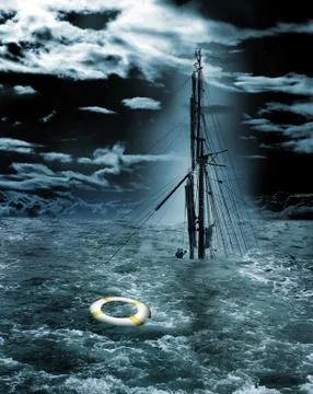 Sinking ship Illustrazione stock