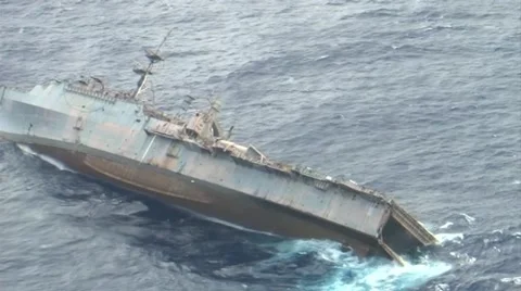 Sinking a ship with a missile Stock-Footage 44134401