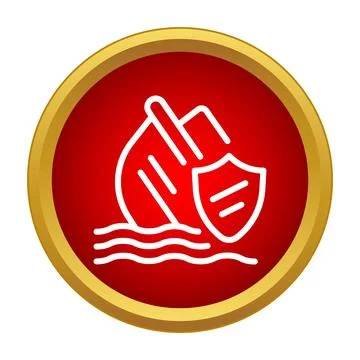 Sinking ship protected by shield representing maritime insurance Stock Illustration