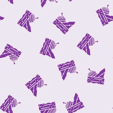 Sinking ship sad mood glyph seamless pattern Stock Illustration