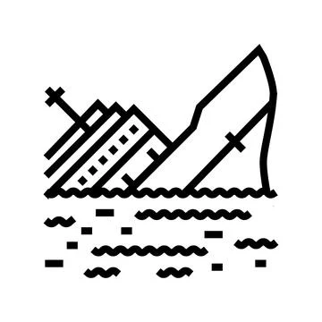 Sinking ship sad mood line icon vector illustration Stockillustratie