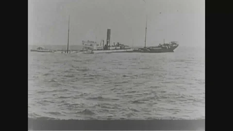 Sinking ship at sea during WWI - 1914-1918 Stock Footage 104337424