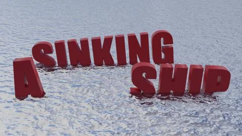 A Sinking Ship. Text drowning in water. Stock Illustration
