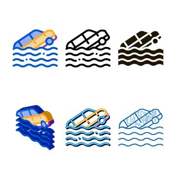 Sinking styleset car icon vector outline Illustrazione stock