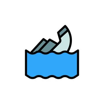 Sinking, Titanic, ocean icon. Simple color with outline vector elements of Stock Illustration