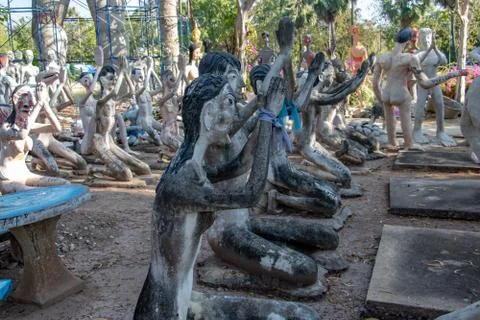 The sinner in the hell. A scene from Buddhist hell. Foto stock