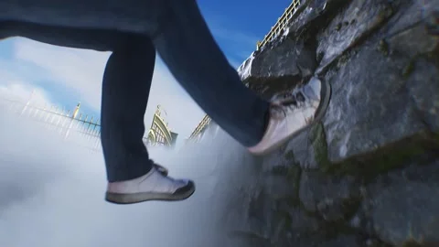 A sinner man fall from heaven to hell. Religious. concept. Video stock 328548928