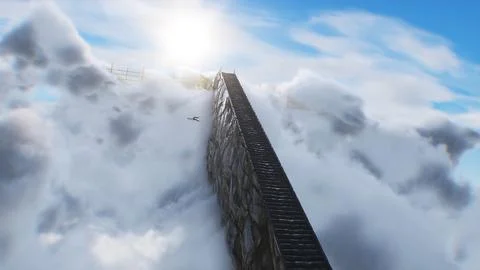 A sinner man fall from heaven to hell. Religious. concept. 3d rendering. Stock Illustration