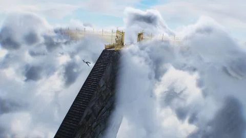 A sinner man fall from heaven to hell. Religious. concept. 3d rendering. イラスト素材