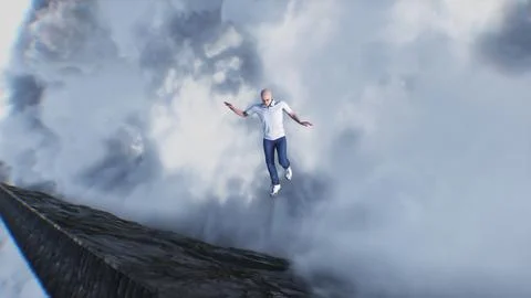 A sinner man fall from heaven to hell. Religious. concept. 3d rendering. イラスト素材