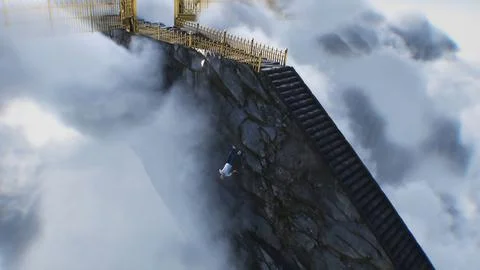 A sinner man fall from heaven to hell. Religious. concept. 3d rendering. Illustration