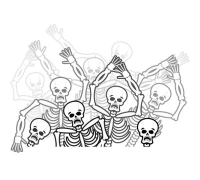 Sinners in hell. restless soul. Dead in underworld. Skeletons screaming for h 库存插图