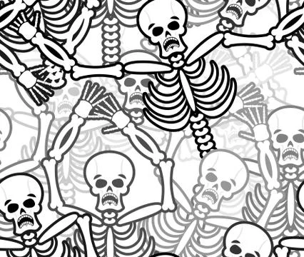 Sinners seamless pattern. Skeleton in Hell background. Ornament of dead. Bone Illustrazione stock