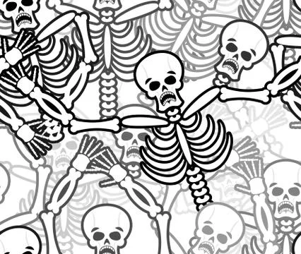 Sinners seamless pattern. Skeleton in Hell background. Ornament of dead. Bone Stock Illustration