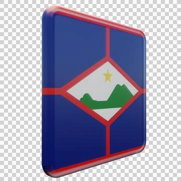 Sint Eustatius 3d illustration flag on pole. Wood flagpole Stock Illustration
